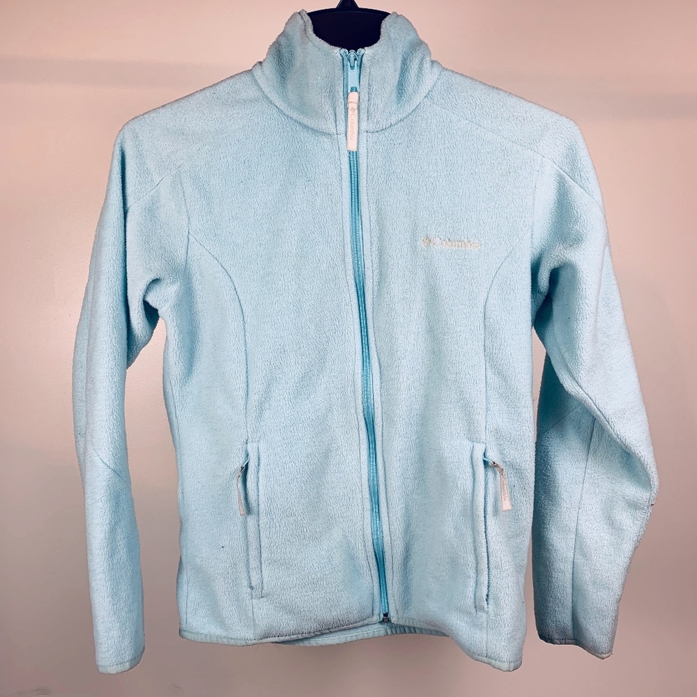 Columbia Blue Fleece Zip Women's Jacket Sz M